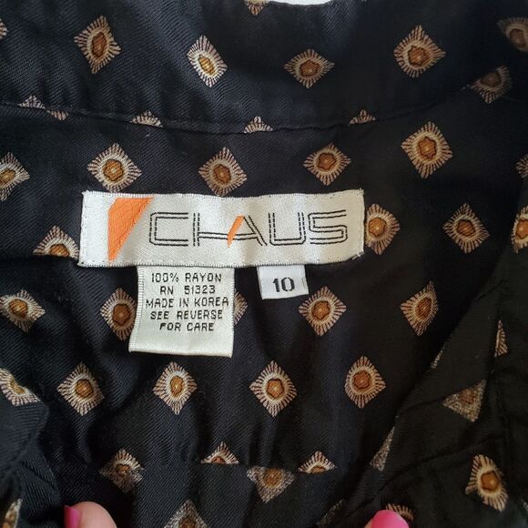 Vintage Chaus Button-down Shirt 100% Rayon Women's Size 10 - Picture 3 of 4